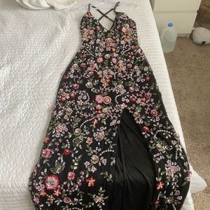 Primavera Couture one of a kind prom dress with hand stitched beads